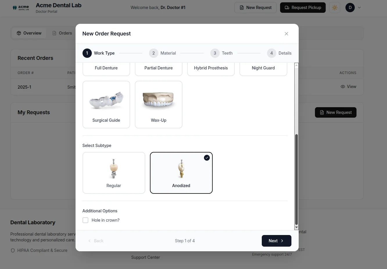 Doctor Portal interface